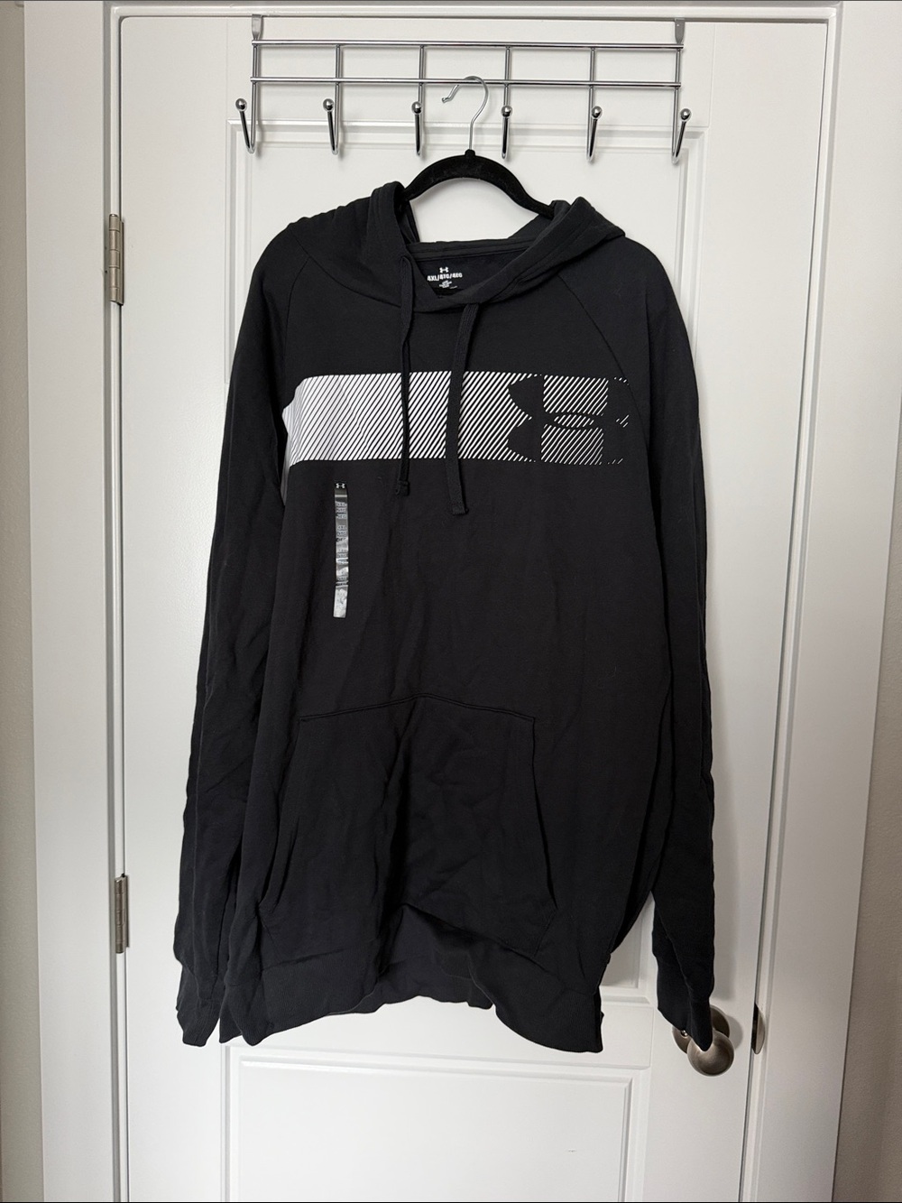 Under Armour Black Hoodie with White Striped Logo